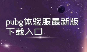 pubg体验服最新版下载入口