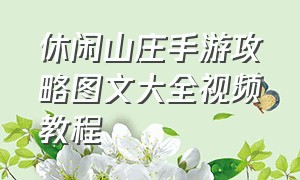 休闲山庄手游攻略图文大全视频教程