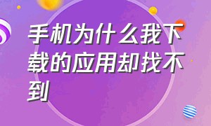 手机为什么我下载的应用却找不到