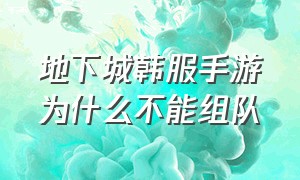 地下城韩服手游为什么不能组队