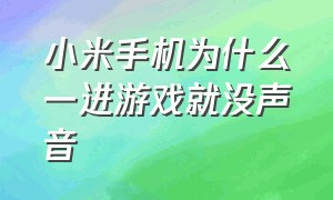 小米手机为什么一进游戏就没声音