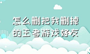 怎么删把我删掉的王者游戏好友