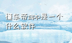 懂车帝app是一个什么软件