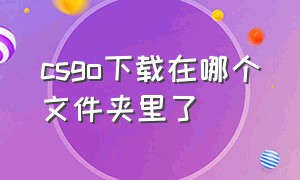 csgo下载在哪个文件夹里了