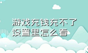 游戏充钱充不了设置里怎么看