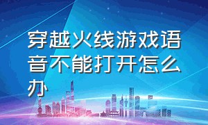 穿越火线游戏语音不能打开怎么办