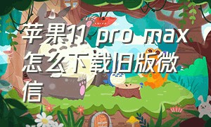 苹果11 pro max怎么下载旧版微信