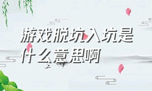 游戏脱坑入坑是什么意思啊