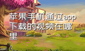 苹果手机通过app下载的视频在哪里