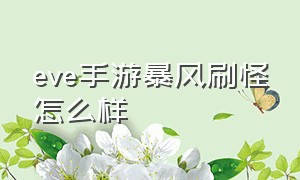 eve手游暴风刷怪怎么样