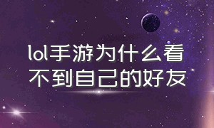 lol手游为什么看不到自己的好友