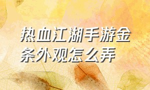 热血江湖手游金条外观怎么弄