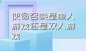 使命召唤是单人游戏还是双人游戏