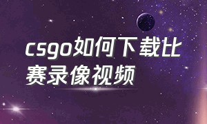 csgo如何下载比赛录像视频