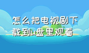 怎么把电视剧下载到u盘里观看