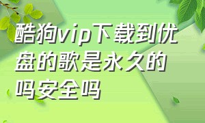 酷狗vip下载到优盘的歌是永久的吗安全吗