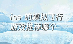 ios 的模拟飞行游戏推荐哪个