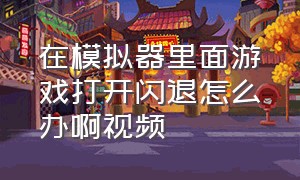 在模拟器里面游戏打开闪退怎么办啊视频