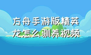 方舟手游版精英龙怎么驯养视频