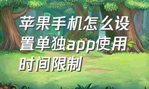 苹果手机怎么设置单独app使用时间限制