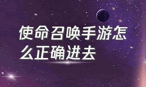 使命召唤手游怎么正确进去