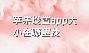 苹果设置app大小在哪里找