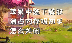 苹果中途下载取消占内存吗知乎怎么关闭