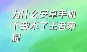 为什么安卓手机下载不了王者荣耀