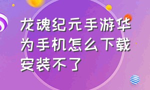 龙魂纪元手游华为手机怎么下载安装不了