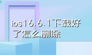 ios16.6.1下载好了怎么删除