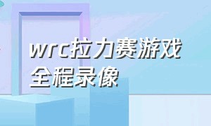 wrc拉力赛游戏全程录像