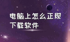 电脑上怎么正规下载软件