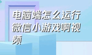 电脑端怎么运行微信小游戏啊视频