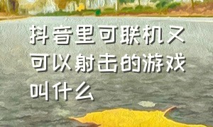 抖音里可联机又可以射击的游戏叫什么