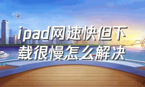 ipad网速快但下载很慢怎么解决