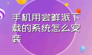 手机用尝鲜派下载的系统怎么安装