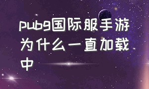 pubg国际服手游为什么一直加载中