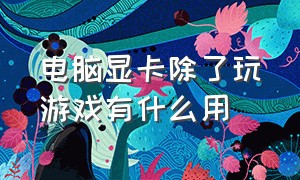 电脑显卡除了玩游戏有什么用