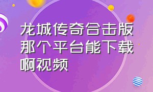 龙城传奇合击版那个平台能下载啊视频