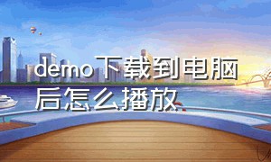 demo下载到电脑后怎么播放