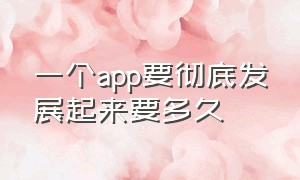 一个app要彻底发展起来要多久