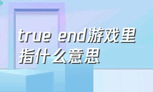 true end游戏里指什么意思