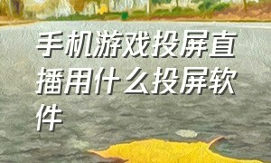 手机游戏投屏直播用什么投屏软件