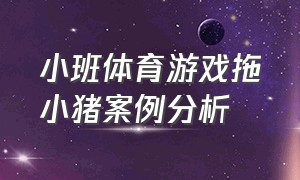 小班体育游戏拖小猪案例分析