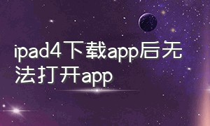 ipad4下载app后无法打开app