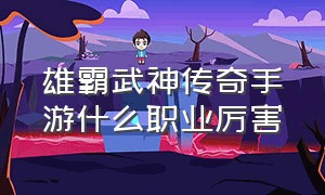 雄霸武神传奇手游什么职业厉害