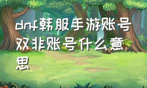 dnf韩服手游账号双非账号什么意思