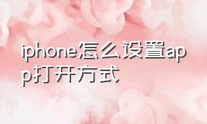 iphone怎么设置app打开方式