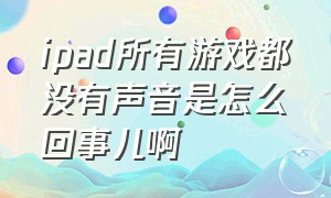 ipad所有游戏都没有声音是怎么回事儿啊