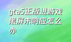 gta5正版进游戏黑屏未响应怎么办